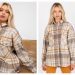 ciepłe kurtki koszulowe w pastelową kratkę ze sklepu online